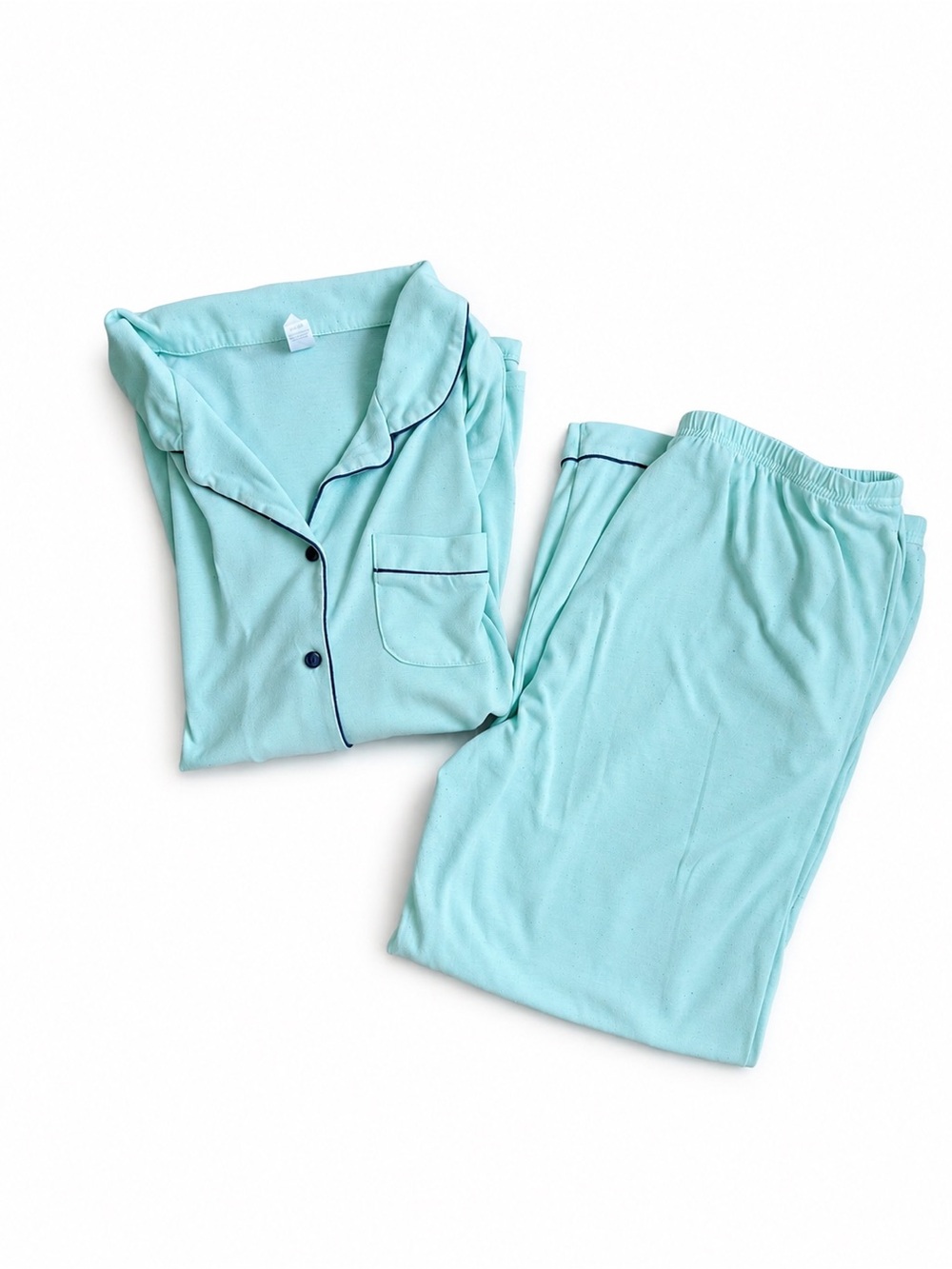 Flora by Flora Nikrooz Pajama Set Size M Mint Green Knit Button Up Top Pants PJs